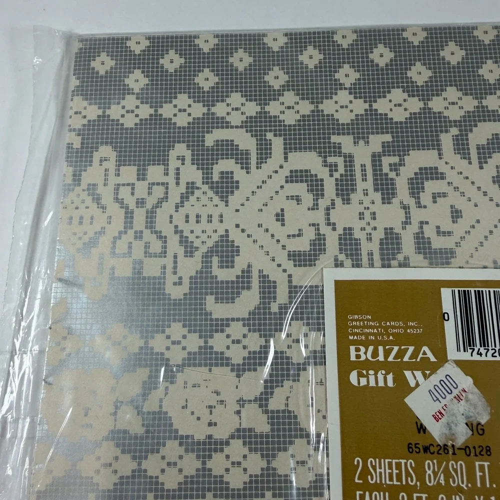 VTG Wedding Wrapping Paper Sheet‎ Gibson Greeting 2 Sheets Unopened Silver Cream